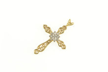 Load image into Gallery viewer, 14K Diamond Ornate Filigree Cross Christian Faith Pendant Yellow Gold