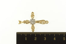 Load image into Gallery viewer, 14K Diamond Ornate Filigree Cross Christian Faith Pendant Yellow Gold