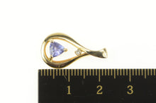 Load image into Gallery viewer, 14K Trillion Tanzanite Diamond Accent Statement Pendant Yellow Gold
