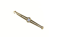 Load image into Gallery viewer, 14K Art Deco Sim. Sapphire Diamond Filigree Bar Pin/Brooch White Gold