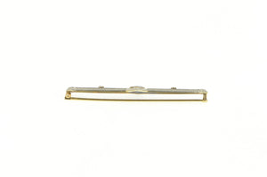 14K Art Deco Sim. Sapphire Diamond Filigree Bar Pin/Brooch White Gold