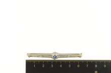 Load image into Gallery viewer, 14K Art Deco Sim. Sapphire Diamond Filigree Bar Pin/Brooch White Gold