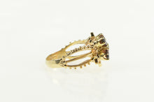 Load image into Gallery viewer, 14K Garnet Diamond Flower Ornate Engagement Ring Yellow Gold