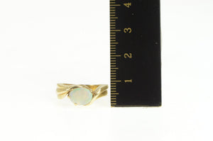 14K Natural Opal Ornate Retro Statement Bypass Ring Yellow Gold