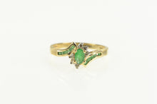 Load image into Gallery viewer, 14K Oval Emerald Diamond Accent Engagement Ring Yellow Gold