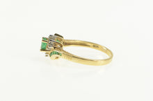 Load image into Gallery viewer, 14K Oval Emerald Diamond Accent Engagement Ring Yellow Gold