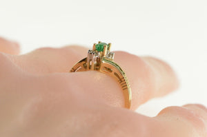 14K Oval Emerald Diamond Accent Engagement Ring Yellow Gold