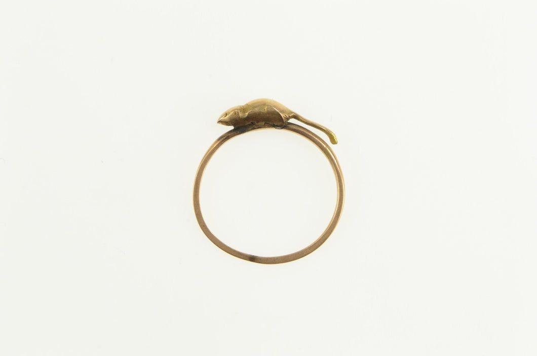 10K 3D Cute Rat Mouse Chipmunk Animal Ring Yellow Gold
