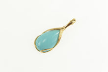 Load image into Gallery viewer, 14K Pear Turquoise Cabochon Ornate Vine Pendant Yellow Gold
