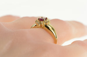 14K 0.73 Ctw Ruby Diamond Halo Engagement Ring Yellow Gold