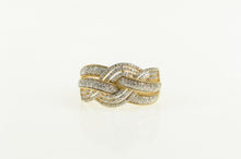 Load image into Gallery viewer, 14K 0.28 Ctw Pave Diamond Encrusted Braid Band Ring Yellow Gold
