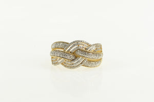 14K 0.28 Ctw Pave Diamond Encrusted Braid Band Ring Yellow Gold