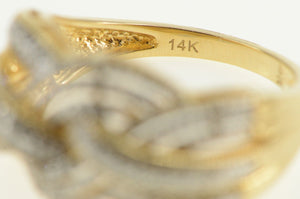 14K 0.28 Ctw Pave Diamond Encrusted Braid Band Ring Yellow Gold