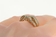 Load image into Gallery viewer, 14K 0.28 Ctw Pave Diamond Encrusted Braid Band Ring Yellow Gold