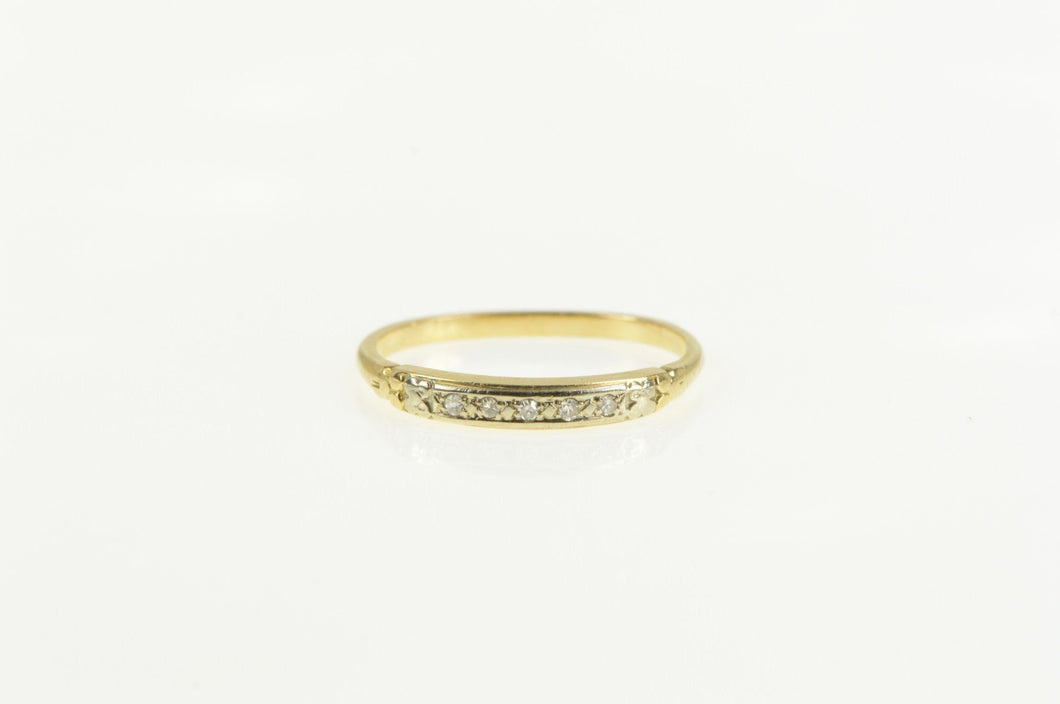 14K White Sapphire Classic Wedding Band Ring Yellow Gold