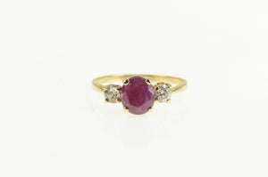 14K 1.30 Ctw Natural Ruby Diamond Engagement Ring Yellow Gold