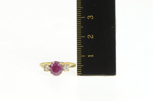 14K 1.30 Ctw Natural Ruby Diamond Engagement Ring Yellow Gold