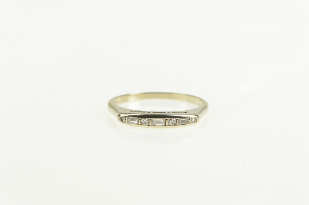 14K 0.23 Ctw Baguette VS Diamond Wedding Band Ring White Gold