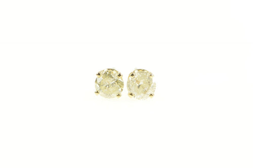 14K 0.56 Ctw Diamond Solitaire Classic Stud Earrings Yellow Gold