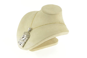14K 3.00 Ctw Diamond Jesus Christ Crown of Thorns Pendant White Gold