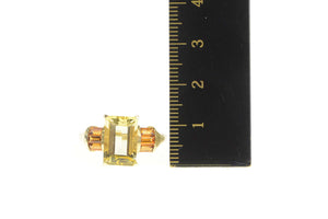14K Emerald Cut Citrine Baguette Accent Cocktail Ring Yellow Gold