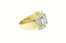 Load image into Gallery viewer, 10K Emerald Blue Topaz Diamond Halo Engagement Ring Yellow Gold