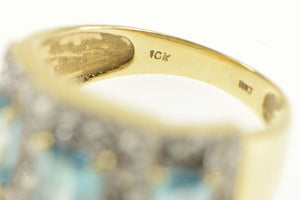10K Emerald Blue Topaz Diamond Halo Engagement Ring Yellow Gold
