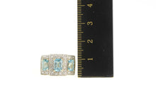 Load image into Gallery viewer, 10K Emerald Blue Topaz Diamond Halo Engagement Ring Yellow Gold
