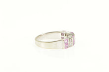 Load image into Gallery viewer, 14K Princess Pink Topaz Diamond Accent Band Ring White Gold