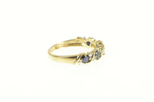 Load image into Gallery viewer, 10K Sapphire Diamond Wavy Pattern Wedding Band Ring Yellow Gold