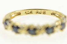 Load image into Gallery viewer, 10K Sapphire Diamond Wavy Pattern Wedding Band Ring Yellow Gold