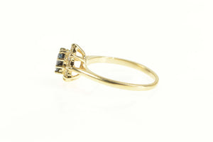 14K Oval Natural Sapphire Diamond Halo Engagement Ring Yellow Gold