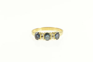 14K Natural Sapphire Diamond Accent Engagement Ring Yellow Gold