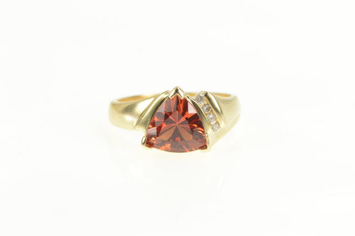 14K Trillion Madeira Citrine Diamond Bypass Ring Yellow Gold