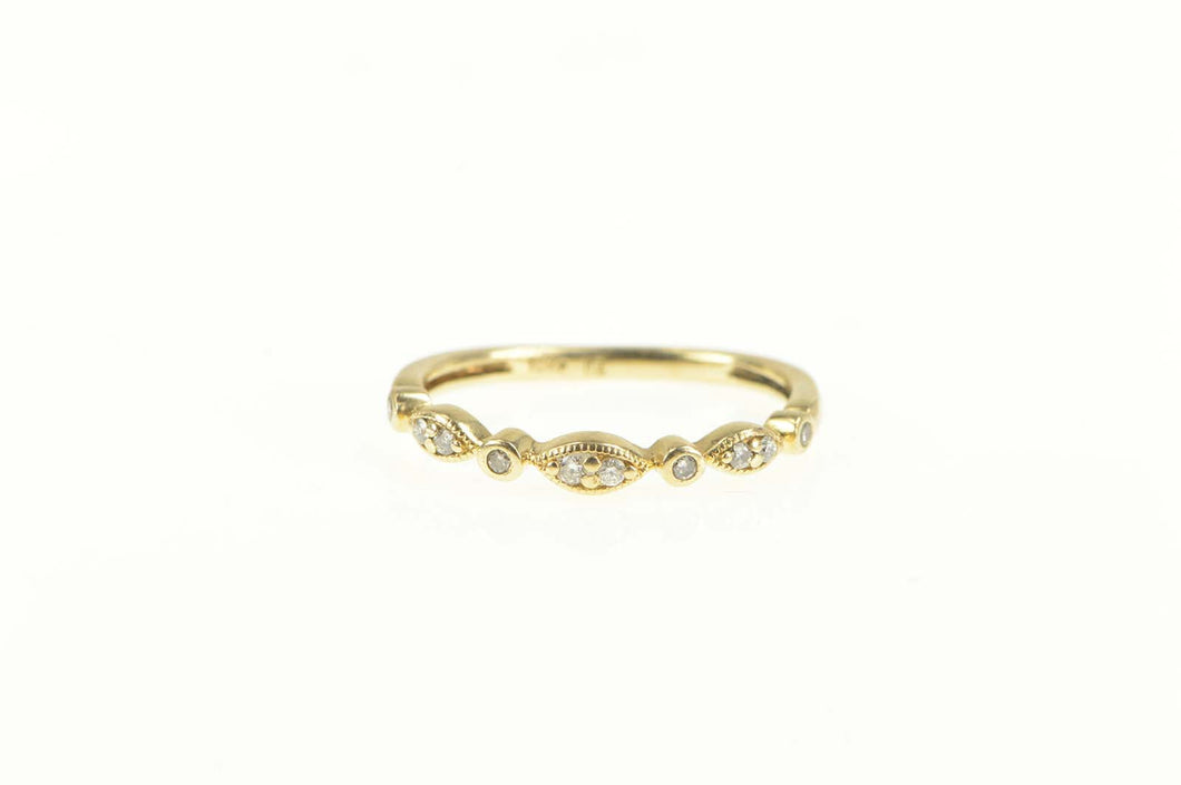 10K Diamond Scalloped Classic Wedding Band Ring Yellow Gold