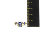 Load image into Gallery viewer, 10K Emerald Syn. Sapphire Diamond Statement Ring Yellow Gold