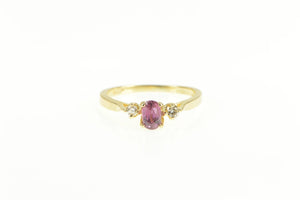 14K Pink Sapphire Diamond Ornate Engagement Ring Yellow Gold