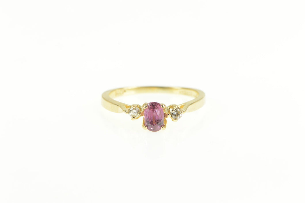 14K Pink Sapphire Diamond Ornate Engagement Ring Yellow Gold