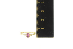 14K Pink Sapphire Diamond Ornate Engagement Ring Yellow Gold