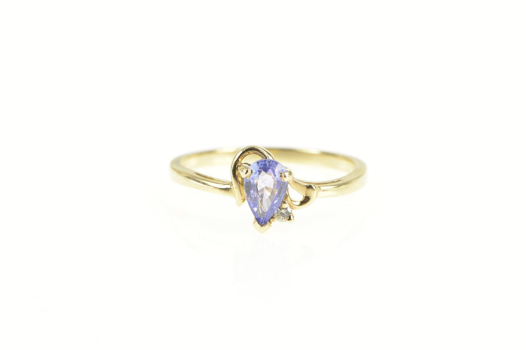 10K Pear Tanzanite Diamond Accent Engagement Ring Yellow Gold