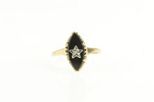 Load image into Gallery viewer, 10K Marquise Black Onyx Diamond Star Ornate Ring Yellow Gold