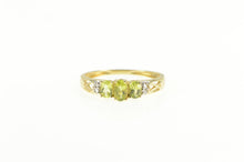 Load image into Gallery viewer, 10K Peridot Three Stone Diamond Engagement Ring Yellow Gold