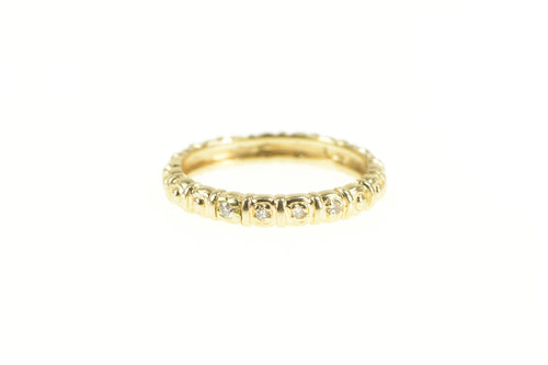 14K Dot Pattern Diamond Stackable Wedding Band Ring Yellow Gold