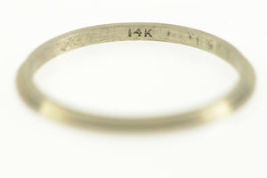 14K 1950's Vintage NOS 1.3mm Grooved Band Ring White Gold