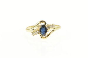 14K Natural Sapphire Diamond Accent Engagement Ring Yellow Gold