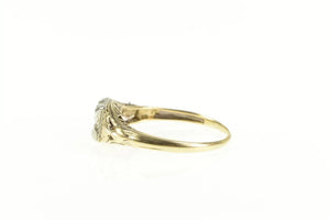 14K Art Deco Filigree 4.5mm Engagement Setting Ring Yellow Gold