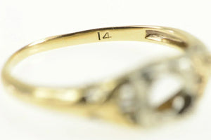 14K Art Deco Filigree 4.5mm Engagement Setting Ring Yellow Gold