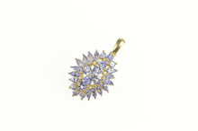 Load image into Gallery viewer, 10K Oval Tanzanite Marquise Trillion Cluster Statement Pendant Yellow Gold