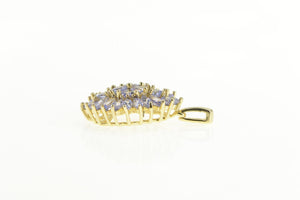 10K Oval Tanzanite Marquise Trillion Cluster Statement Pendant Yellow Gold