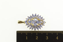 Load image into Gallery viewer, 10K Oval Tanzanite Marquise Trillion Cluster Statement Pendant Yellow Gold
